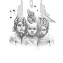 four children tattoo design idea