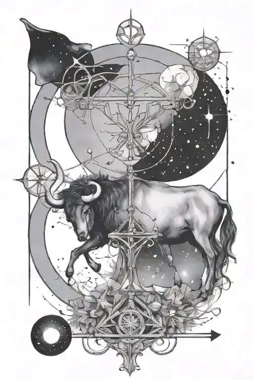 libra and taurus constellation intertwined tattoo design idea