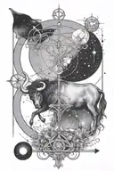 libra and taurus constellation intertwined tattoo design idea