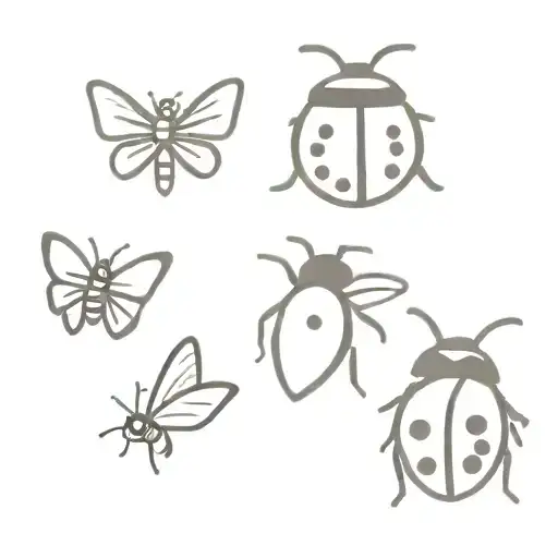 1 ladybug, 1 firefly, and 1  butterfly tattoo design idea