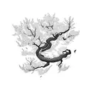 Cherry blossom tree intertwined with a dragon tattoo design idea