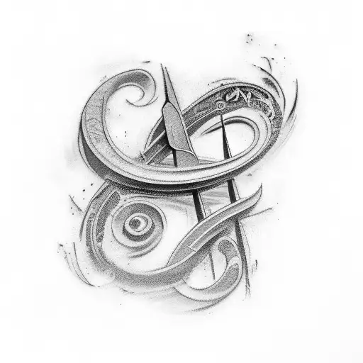 bass clef with tribal tattoo design idea