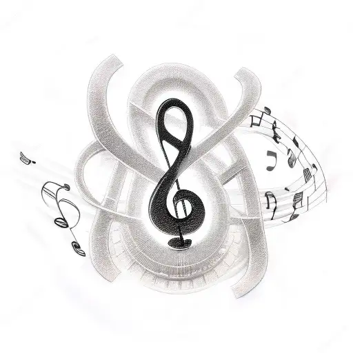 bass clef with cyber elements tattoo design idea