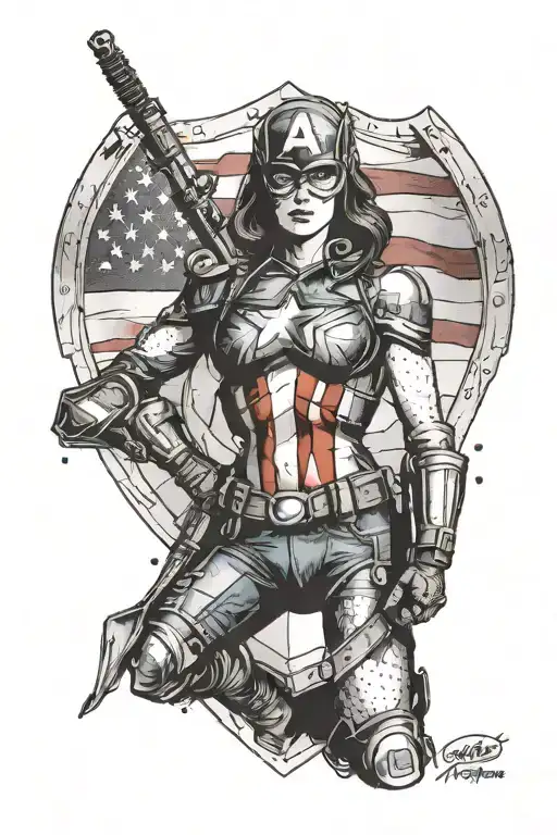 captan america shield woman  tattoo design idea