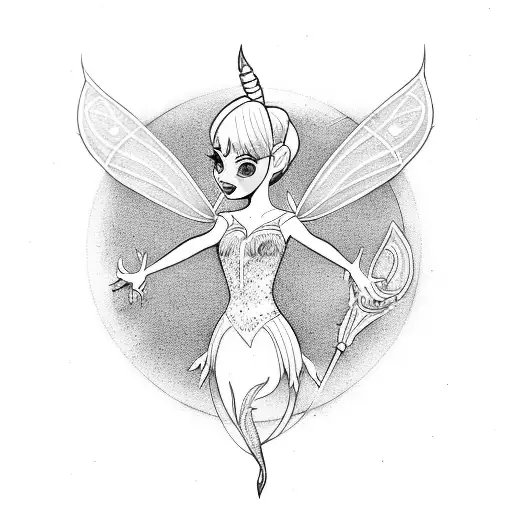 Tinker Bell In the legendary environment tattoo design idea