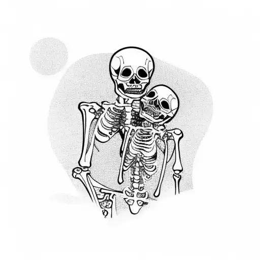skeleton hugging dog tattoo design idea