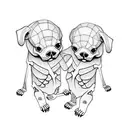 skeleton hugging dog tattoo design idea