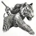 A woman warrior with a tiger tattoo design idea