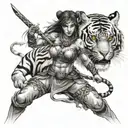 A woman warrior with a tiger tattoo design idea