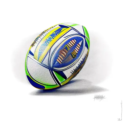 Rugby ball with viking helmat on top  tattoo design idea