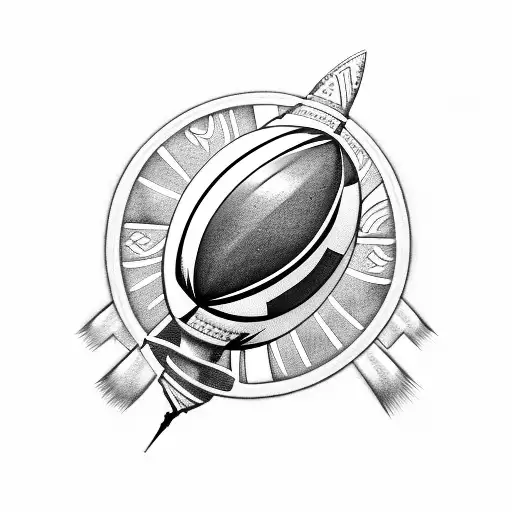 Rugby ball with viking helmat on top  tattoo design idea