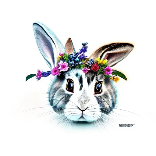 bunny and cat tattoo design idea