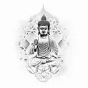 daouble face buddha tattoo design idea