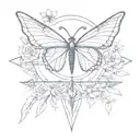 bow and arrow design for inbetween chest area, indie vibes but also goth, with a butterfly on the arrow  tattoo design idea