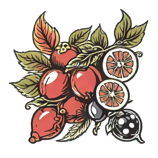 garnet fruit tattoo design idea