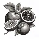 garnet fruit tattoo design idea