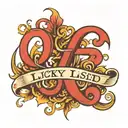 lucky script with number7 tattoo design idea