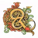 lucky script with number7 tattoo design idea