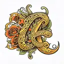 lucky script with number7 tattoo design idea