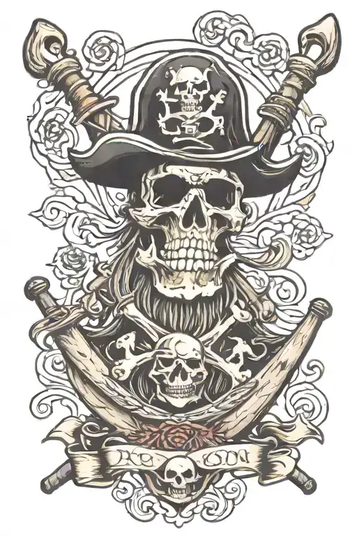 authentic jolly roger father and son tattoo design idea