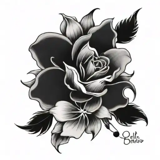 let them and flowers blooming tattoo design idea
