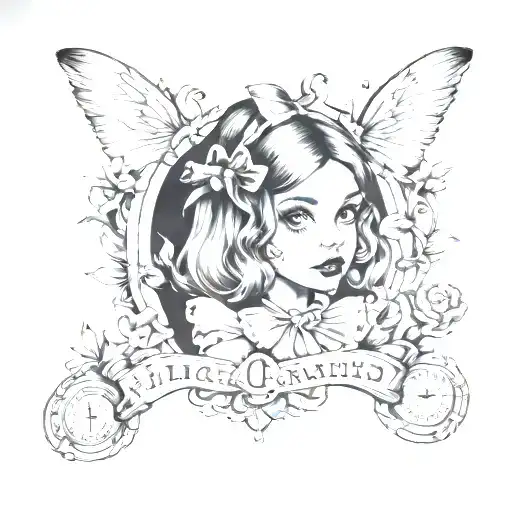 Melanie Martinez Alice in wonderland tattoo design idea