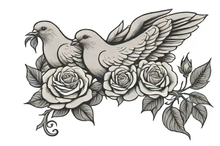 dove of peace roses tattoo design idea