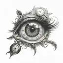 eye and clock tattoo design idea