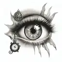 eye and clock tattoo design idea