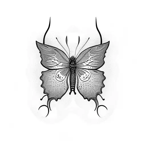 thorn vines and butterflies tattoo design idea