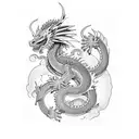  dragon full body, JAPANESE VULCAN tattoo design idea