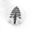 Pine Tree scenery with a cow skull tattoo design idea