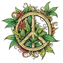 peace symbol with weed leaf tattoo design idea