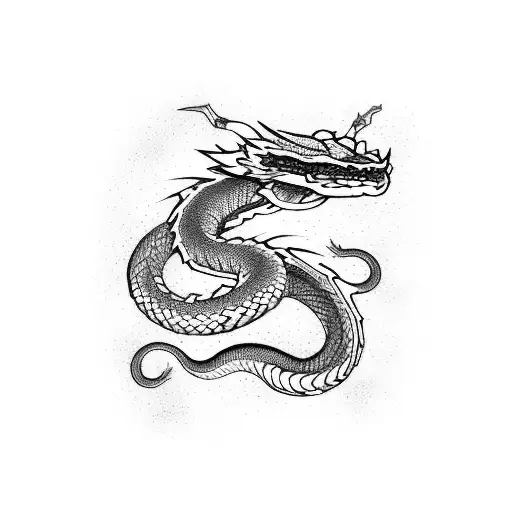 dragon snake geometric acid bandages sleeve tattoo design idea