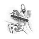 A sketch of a software engineer coding music notes into a bass guitar tattoo design idea