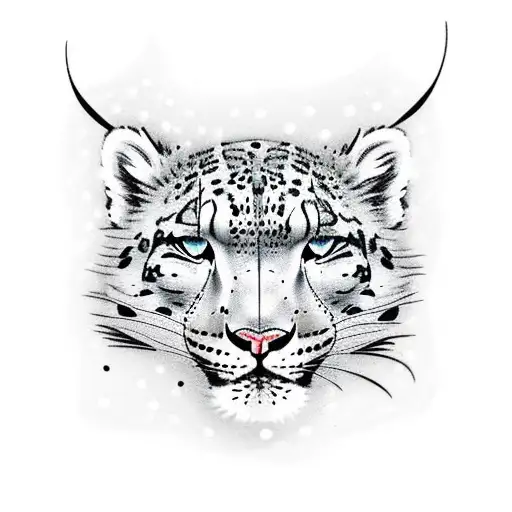 Snow leopard in suit tattoo design idea