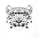 Snow leopard in suit tattoo design idea