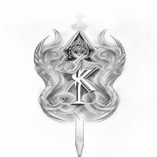 roman numeral X with "K" "B" "H" tattoo design idea