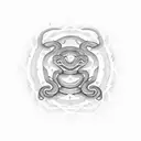 A snake slithering through a mandala with a Buddha silhouette in the center, done in dotwork style tattoo design idea