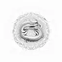 A snake slithering through a mandala with a Buddha silhouette in the center, done in dotwork style tattoo design idea