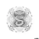 A snake slithering through a mandala with a Buddha silhouette in the center, done in dotwork style tattoo design idea