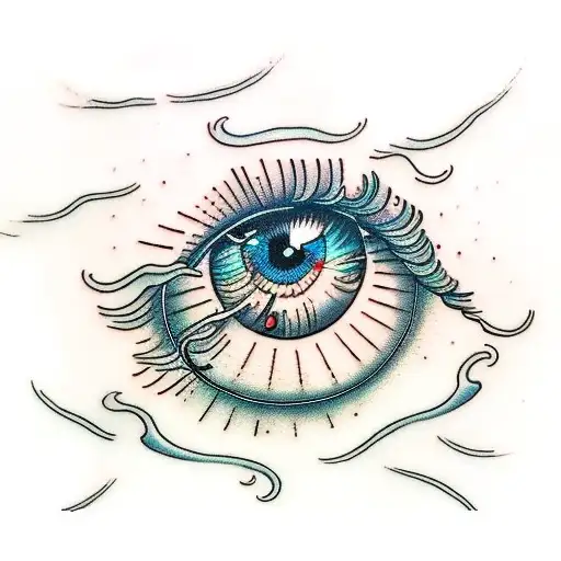 eye lines clouds rain  tattoo design idea