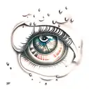 eye lines clouds rain  tattoo design idea