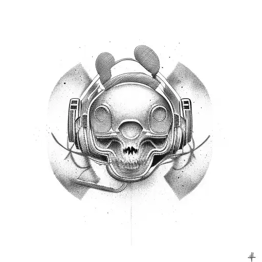 composition gangsta music car wepons sckul  tattoo design idea