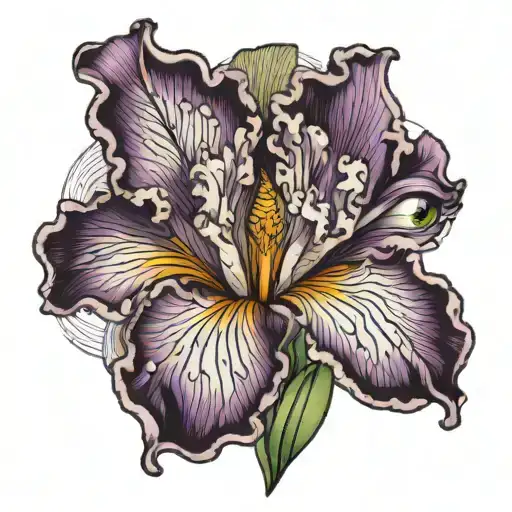 iris flower blooming with a Egyptian eye inside tattoo design idea