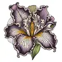 iris flower blooming with a Egyptian eye inside tattoo design idea