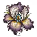 iris flower blooming with a Egyptian eye inside tattoo design idea