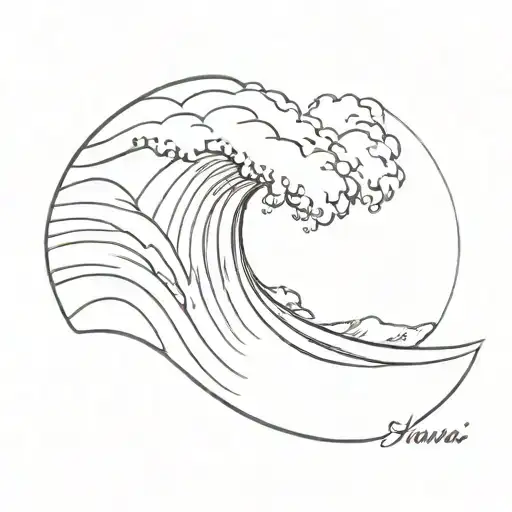 Hawaii wave crashing tattoo design idea