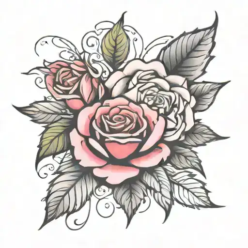 999 with fading fill in and rose tattoo design idea