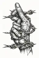 barbed wire wrapped around collar bone hand holding tattoo design idea
